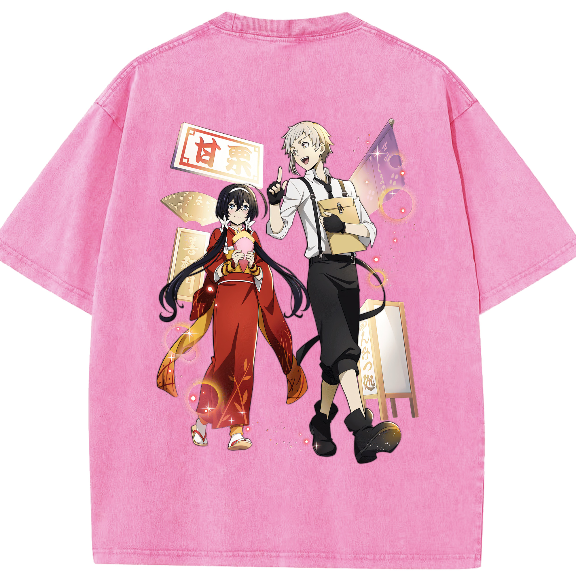 （画像用） 文豪ストレイドッグス Bungo Stray Dogs 綿100% ヴィンテージ風 半袖Tシャツ（背面プリント）